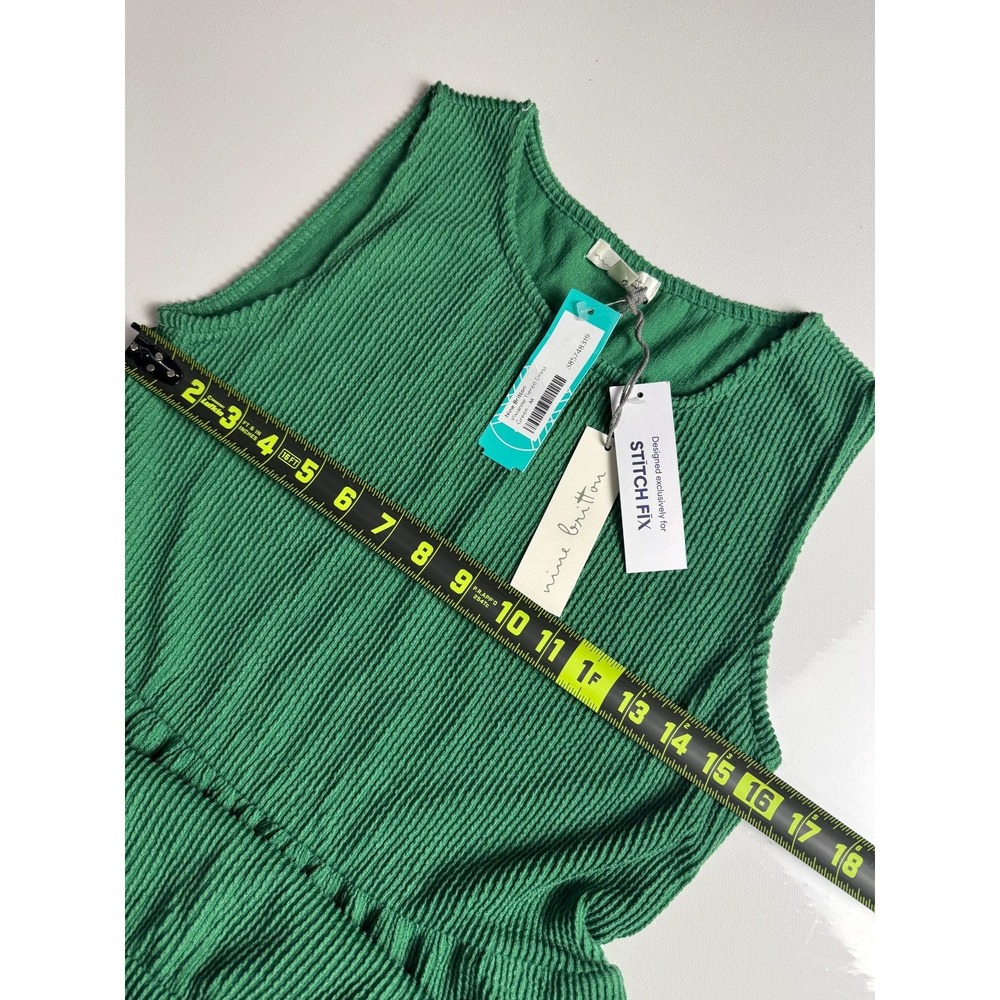 Nine Britton Vivianne Tiered Dress Women's M Green Ribbed Sleeveless Stitch Fix - Picture 4 of 6